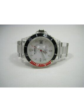 K&Bros Quartz 3ATM Water Resistant Watch White Dial Clear Band NEEDS BATTERY